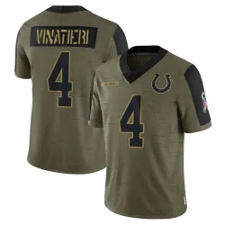 Men's Adam Vinatieri Indianapolis Colts No.4 Limited 2021 Salute To Service Jersey - Olive