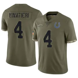 Men's Adam Vinatieri Indianapolis Colts No.4 Limited 2022 Salute To Service Jersey - Olive
