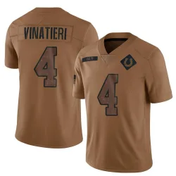 Men's Adam Vinatieri Indianapolis Colts No.4 Limited 2023 Salute To Service Jersey - Brown
