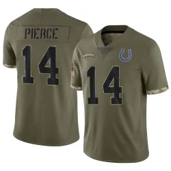 Men's Alec Pierce Indianapolis Colts No.14 Limited 2022 Salute To Service Jersey - Olive