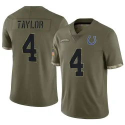 Men's Blayne Taylor Indianapolis Colts No.4 Limited 2022 Salute To Service Jersey - Olive