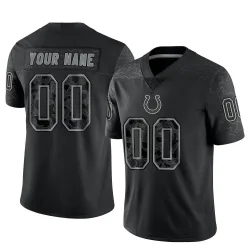 Men's Custom Indianapolis Colts No.00 Limited Reflective Jersey - Black