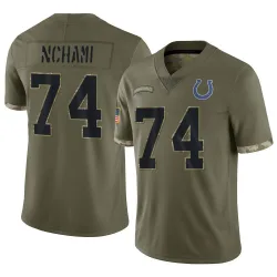 Men's Durell Nchami Indianapolis Colts No.74 Limited 2022 Salute To Service Jersey - Olive