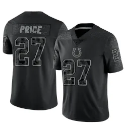 Men's D'vonte Price Indianapolis Colts No.27 Limited Reflective Jersey - Black