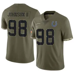 Men's Eric Johnson II Indianapolis Colts No.98 Limited 2022 Salute To Service Jersey - Olive
