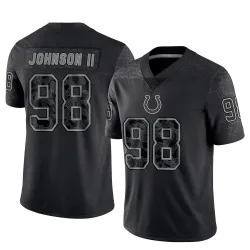 Men's Eric Johnson II Indianapolis Colts No.98 Limited Reflective Jersey - Black