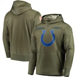 Men's Indianapolis Colts No. 2018 Salute to Service Sideline Therma Performance Pullover Hoodie - Olive