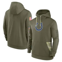 Men's Indianapolis Colts No. 2022 Salute to Service Therma Performance Pullover Hoodie - Olive