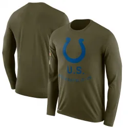 Men's Indianapolis Colts No. Legend 2018 Salute to Service Sideline Performance Long Sleeve T-Shirt - Olive