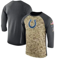 Men's Indianapolis Colts No. Legend Salute to Service 2017 Sideline Performance Three-Quarter Sleeve T-Shirt - Camo/Anthracite