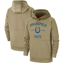 Men's Indianapolis Colts No. Tan 2019 Salute to Service Sideline Therma Pullover Hoodie