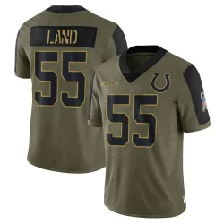Men's Isaiah Land Indianapolis Colts No.55 Limited 2021 Salute To Service Jersey - Olive