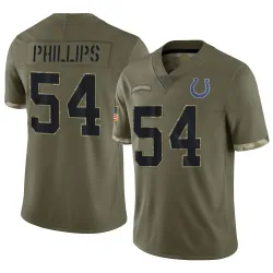 Men's Jacob Phillips Indianapolis Colts No.54 Limited 2022 Salute To Service Jersey - Olive