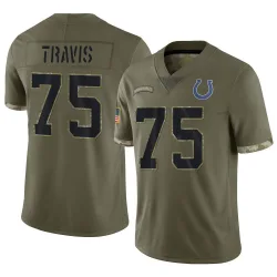 Men's Jalen Travis Indianapolis Colts No.75 Limited 2022 Salute To Service Jersey - Olive