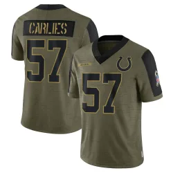 Men's Jaylon Carlies Indianapolis Colts No.57 Limited 2021 Salute To Service Jersey - Olive