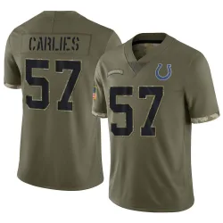 Men's Jaylon Carlies Indianapolis Colts No.57 Limited 2022 Salute To Service Jersey - Olive
