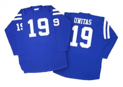 Men's Johnny Unitas Indianapolis Colts No.19 Authentic Mitchell And Ness Throwback Jersey - Blue