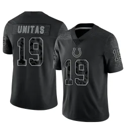 Men's Johnny Unitas Indianapolis Colts No.19 Limited Reflective Jersey - Black