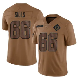 Men's Josh Sills Indianapolis Colts No.66 Limited 2023 Salute To Service Jersey - Brown
