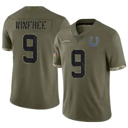 Men's Juwann Winfree Indianapolis Colts No.9 Limited 2022 Salute To Service Jersey - Olive