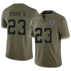 Men's Kenny Moore II Indianapolis Colts No.23 Limited 2022 Salute To Service Jersey - Olive