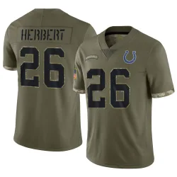 Men's Khalil Herbert Indianapolis Colts No.26 Limited 2022 Salute To Service Jersey - Olive