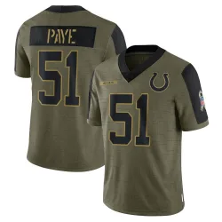 Men's Kwity Paye Indianapolis Colts No.51 Limited 2021 Salute To Service Jersey - Olive