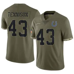Men's Ladarius Tennison Indianapolis Colts No.43 Limited 2022 Salute To Service Jersey - Olive