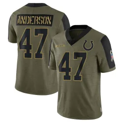 Men's Liam Anderson Indianapolis Colts No.47 Limited 2021 Salute To Service Jersey - Olive