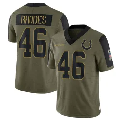 Men's Luke Rhodes Indianapolis Colts No.46 Limited 2021 Salute To Service Jersey - Olive