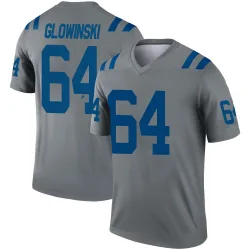 Men's Mark Glowinski Indianapolis Colts No.64 Legend Inverted Jersey - Gray