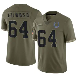 Men's Mark Glowinski Indianapolis Colts No.64 Limited 2022 Salute To Service Jersey - Olive