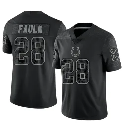Men's Marshall Faulk Indianapolis Colts No.28 Limited Reflective Jersey - Black