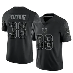 Men's Michael Tutsie Indianapolis Colts No.38 Limited Reflective Jersey - Black