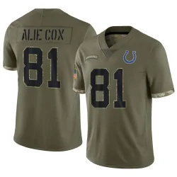 Men's Mo Alie-Cox Indianapolis Colts No.81 Limited 2022 Salute To Service Jersey - Olive