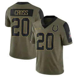 Men's Nick Cross Indianapolis Colts No.20 Limited 2021 Salute To Service Jersey - Olive