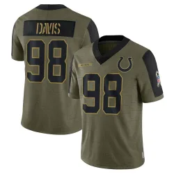 Men's Raekwon Davis Indianapolis Colts No.98 Limited 2021 Salute To Service Jersey - Olive