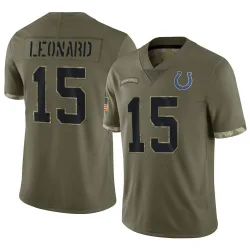 Men's Riley Leonard Indianapolis Colts No.15 Limited 2022 Salute To Service Jersey - Olive