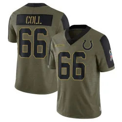 Men's Ryan Coll Indianapolis Colts No.66 Limited 2021 Salute To Service Jersey - Olive