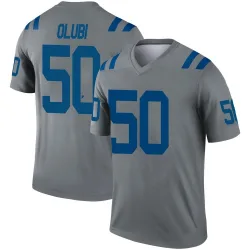 Men's Segun Olubi Indianapolis Colts No.50 Legend Inverted Jersey - Gray