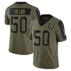 Men's Segun Olubi Indianapolis Colts No.50 Limited 2021 Salute To Service Jersey - Olive