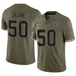 Men's Segun Olubi Indianapolis Colts No.50 Limited 2022 Salute To Service Jersey - Olive