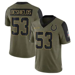 Men's Solomon DeShields Indianapolis Colts No.53 Limited 2021 Salute To Service Jersey - Olive