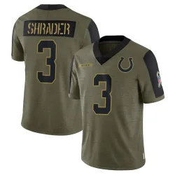 Men's Spencer Shrader Indianapolis Colts No.3 Limited 2021 Salute To Service Jersey - Olive