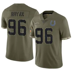Men's Taven Bryan Indianapolis Colts No.96 Limited 2022 Salute To Service Jersey - Olive