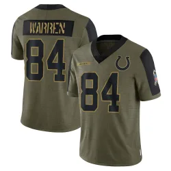 Men's Tyler Warren Indianapolis Colts No.84 Limited 2021 Salute To Service Jersey - Olive