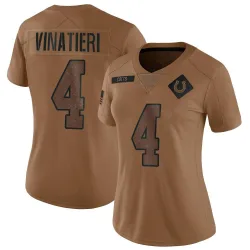 Women's Adam Vinatieri Indianapolis Colts No.4 Limited 2023 Salute To Service Jersey - Brown