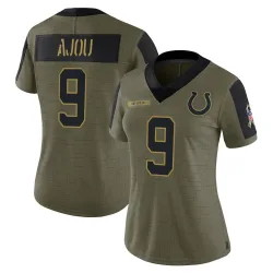Women's Ajou Ajou Indianapolis Colts No.9 Limited 2021 Salute To Service Jersey - Olive