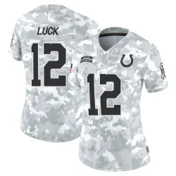 Women's Andrew Luck Indianapolis Colts No.12 Limited 2024 Salute to Service Jersey - Arctic Camo
