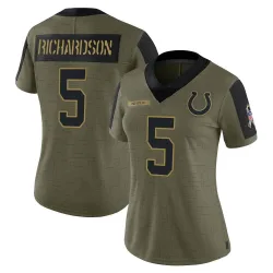 Women's Anthony Richardson Indianapolis Colts No.5 Limited 2021 Salute To Service Jersey - Olive